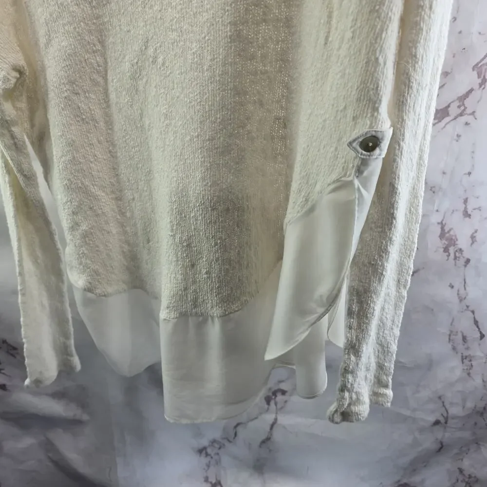 Anthropologie Sweater Womens Small White Cream Blouse Layered Long Sleeve - Picture 7 of 11